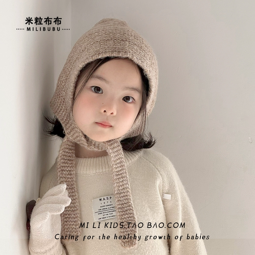 韩系儿童护耳保暖毛球精灵帽