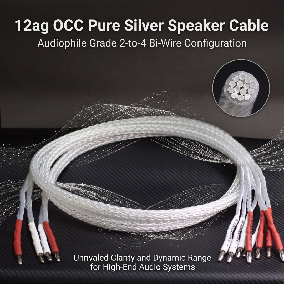 金宝12ag单晶银多股编织发烧级HIFI音响24股2进4出音箱喇叭连接线