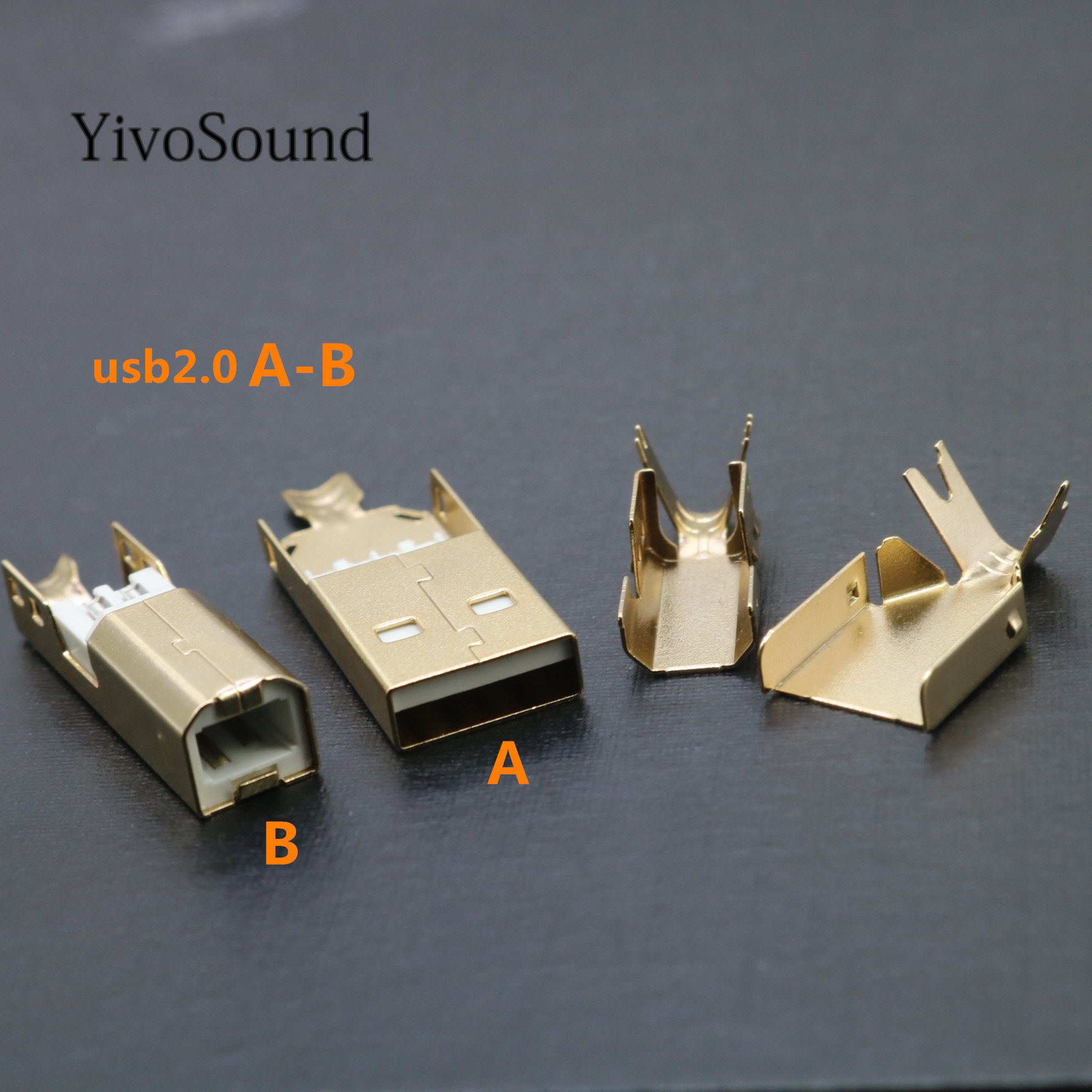 台湾产hifi发烧级镀金type-c usb-a b方口插头端子配件diy数据线