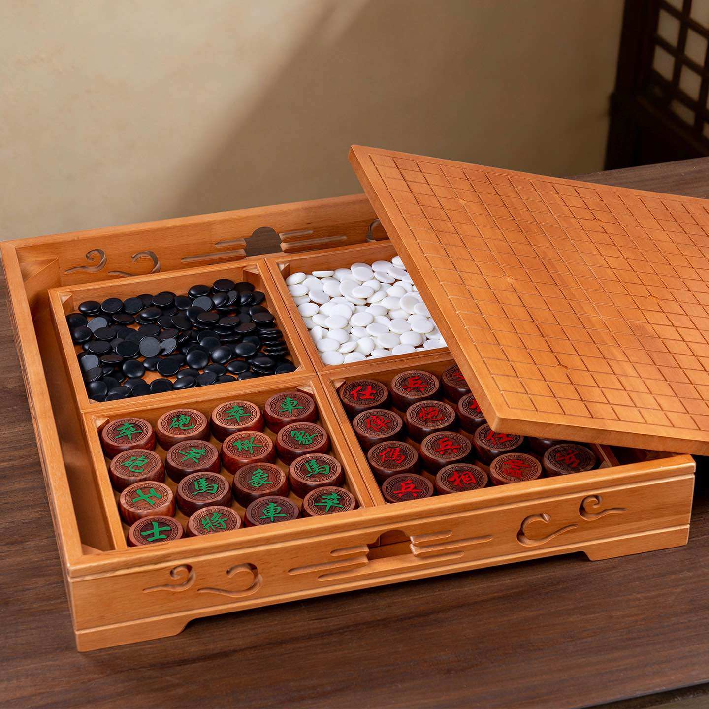 实木中国象棋围棋双面棋桌二合一棋盘儿童五子棋成人套装棋类送礼