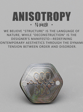 异向度 天然黑蝶贝六边形双边孔装饰牌 真贝壳激光服饰帽子手缝牌