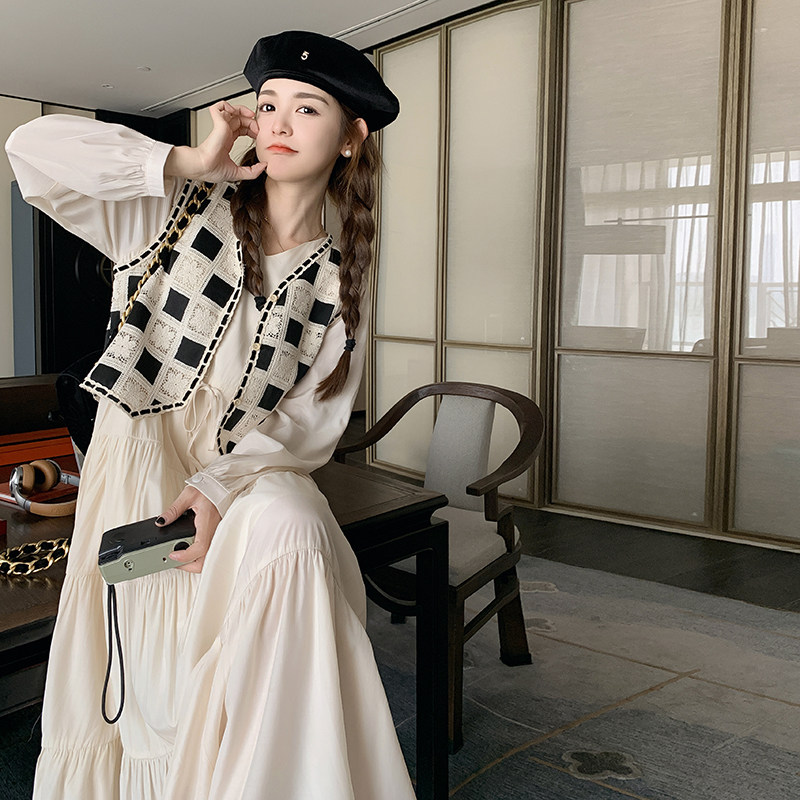 法式气质小香风连衣裙女马甲2025春秋新款今年流行时尚,女装连衣裙,2C032