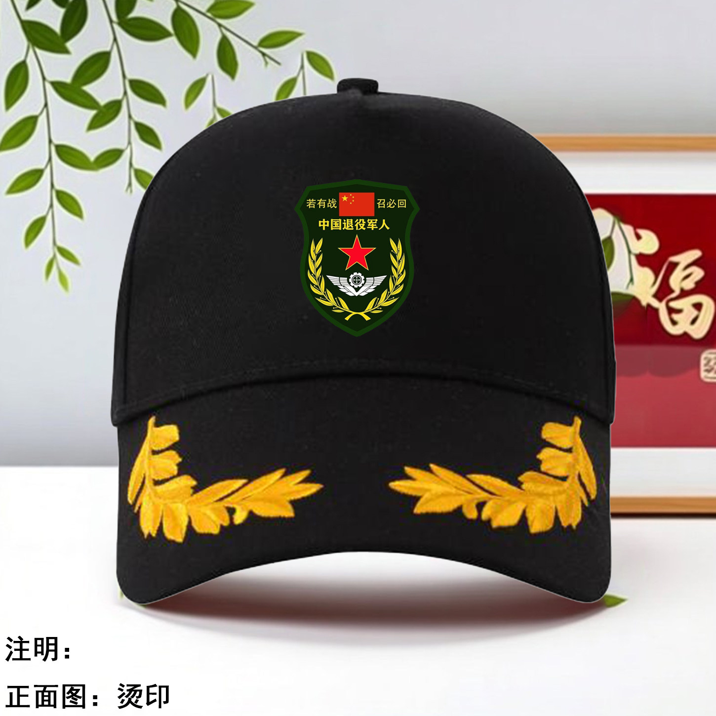 纯棉退伍军人帽子印花棒球帽男女黑色鸭舌帽遮阳帽退役老兵留念帽