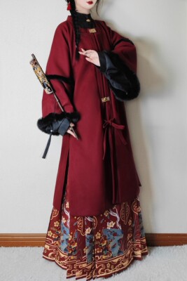 明制汉服毛呢外套马面裙冬款汉服