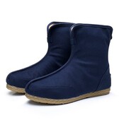 老北京麻长筒靴子翘首履靴子汉服改良布靴中国风男靴官靴僧靴禅靴