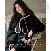 可外穿保暖家居服 减龄开衫 妮狄娅睡衣睡袍女冬季 珊瑚绒连帽中长款