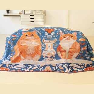 李喜猫LIXIMAO原创猫咪波西米亚美式复古线毯沙发盖毯露营毯地毯