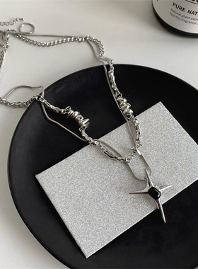 双层芒星项链2023新款潮轻奢高级设计感小众情侣秋季