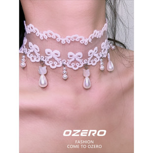 天然贝壳纯手工编织设计清冷感蕾丝choker浪漫风小众高级感颈饰