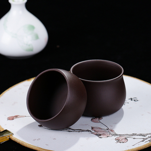 紫砂杯茶盏宜兴纯手工功夫茶具老紫泥非陶瓷小杯子品茗杯 主人杯