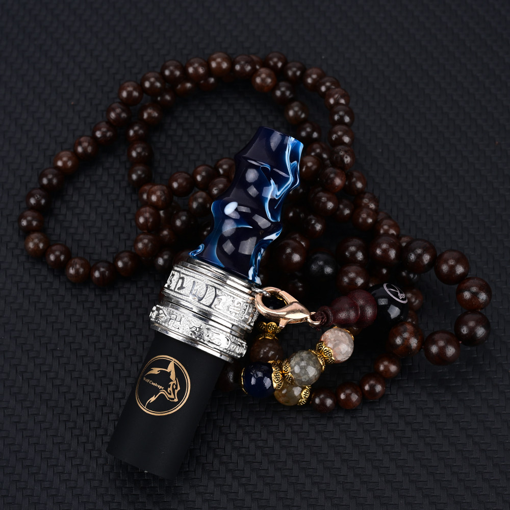 wolfcoolvape 阿拉伯水烟配件树脂烟嘴古铜银双轮可转动+复古木链