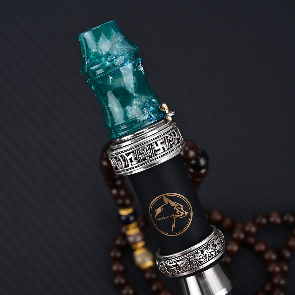 wolfcoolvape阿拉伯水烟配件金箔树脂烟嘴古铜银双轮可转动Hookah