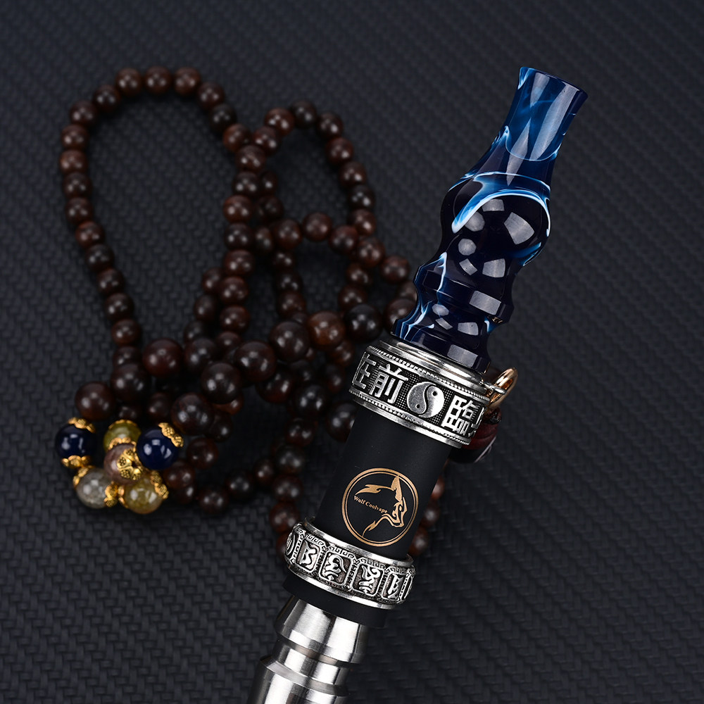 原装新款阿尔法赫水烟嘴树脂吸嘴古铜银双轮Hookah Mouthpieces