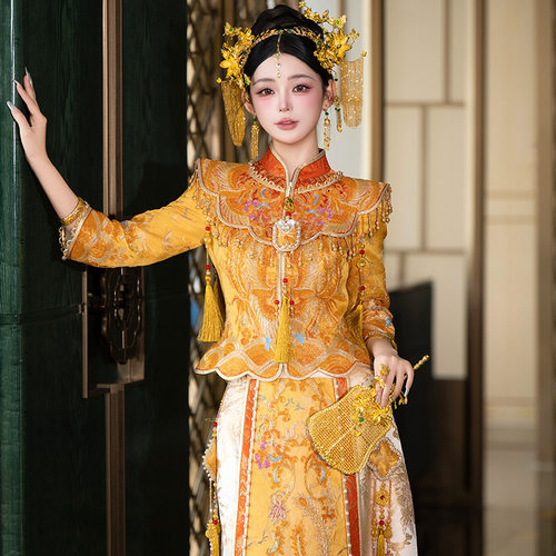 奢华金色龙凤褂婚服秀禾服新娘2026新款结婚中式出阁敬酒礼服嫁衣
