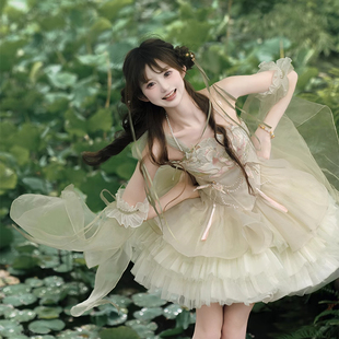 新款春夏【小花神】小荷花鸢尾玉兰樱花连衣裙女lolita裙中华风