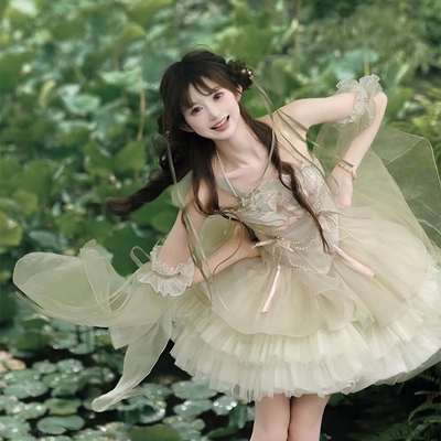 【小花神】小荷花鸢尾玉兰樱花裙