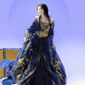 直裾汉服女战国袍古风华服系华丽古装 新款 衫 刺绣大袖 金缕衣