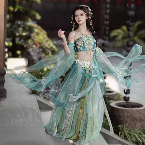 蝴蝶异域立裁刺绣诃子齐腰飘带裤