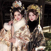 明制重工织金妆花立领对襟长袍国风双色闺蜜款 原创汉服女 贵女