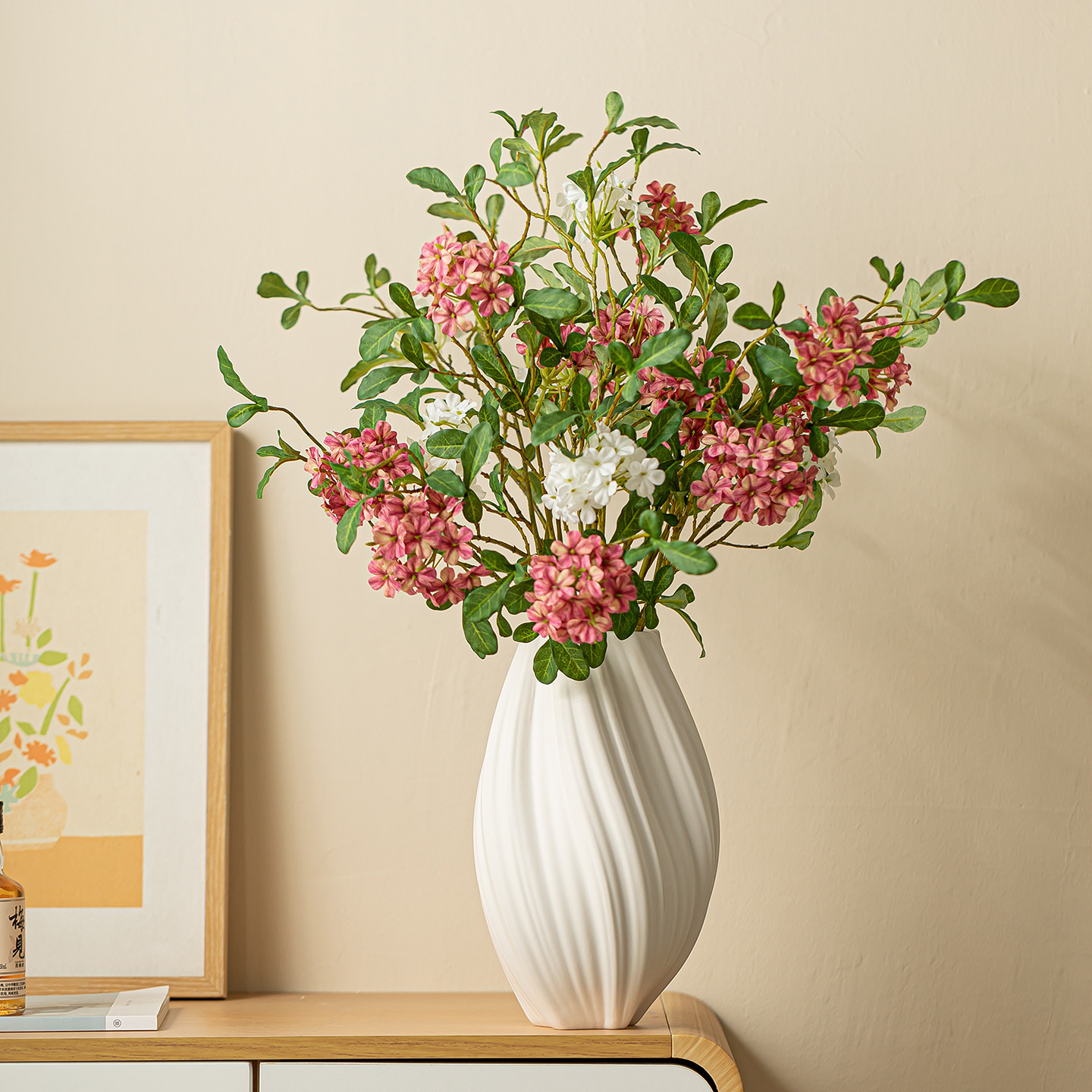 北欧轻奢白色陶瓷花瓶敞口大口径高级感艺术摆件客厅鲜花水养插花,家居饰品,花瓶,淘宝优惠券,粉丝福利购,淘宝优惠卷