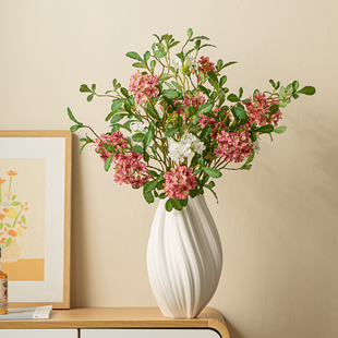 北欧轻奢白色陶瓷花瓶敞口大口径高级感艺术摆件客厅鲜花水养插花