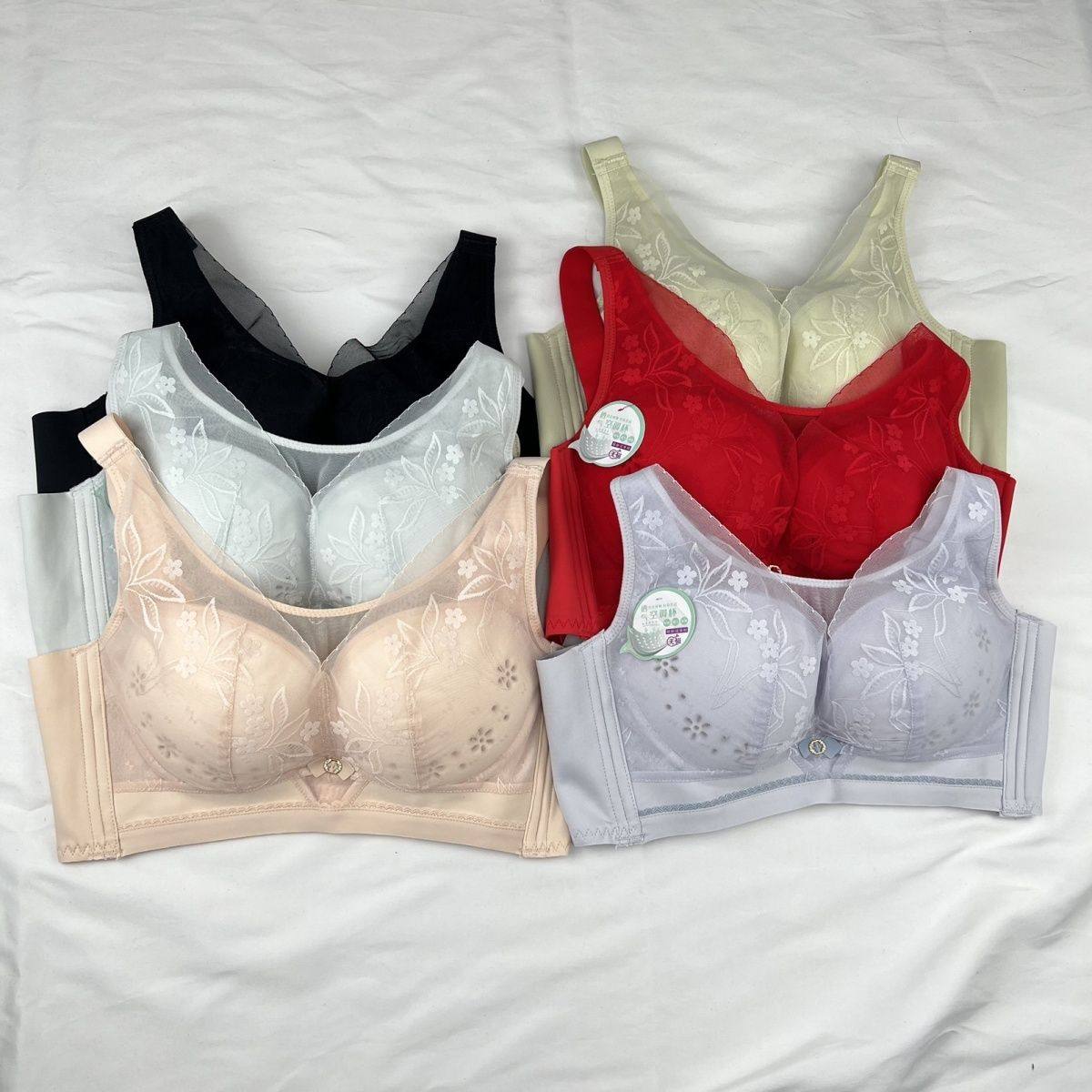 千春达兰3365带抹胸薄款C杯无钢圈内衣洞洞杯乳下垂透气胸罩文胸