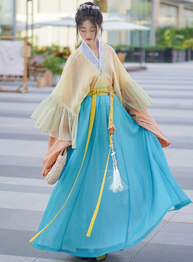 花朝记｜复晋系列｜晋制汉服垂顺版｜风吟｜晋制单襦半袖穿孔破裙