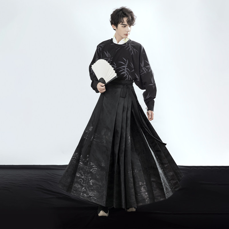 花朝记｜竹影｜日常通勤汉服国风｜男女同款明制马面裙唐制圆领衫图片