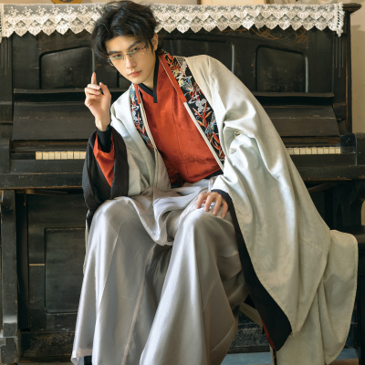 花朝记印金定织仿花罗宋汉服男装