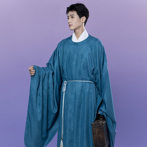 秋冬汉服提花暗纹明制圆领袍