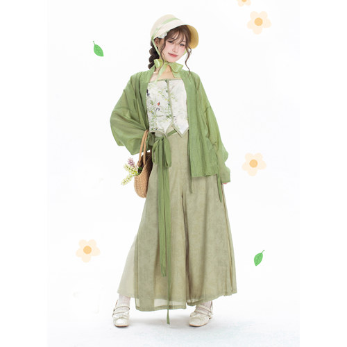 花朝记宋飞机袖宋裤国风水墨汉服