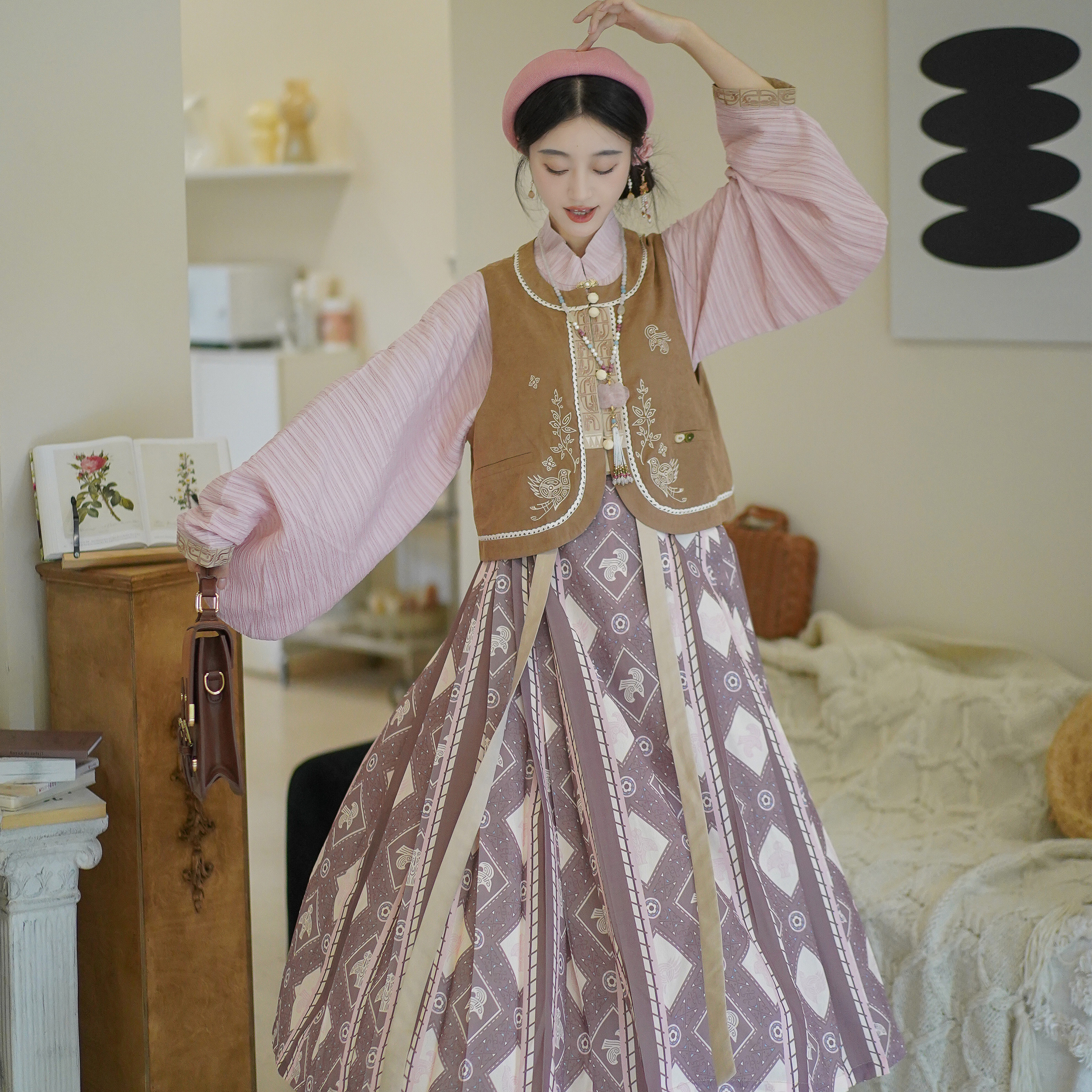 明制甲立领衫比甲通勤日常汉服