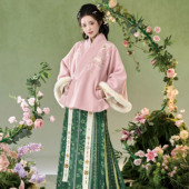 花朝记｜花间灵玑白狐｜明制汉服对穿交半袖 短袄马面裙绣花日常冬