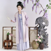 花朝记｜丁香雨｜宋制汉服长背心对襟衫 百迭裙吊带印花绣花春日常