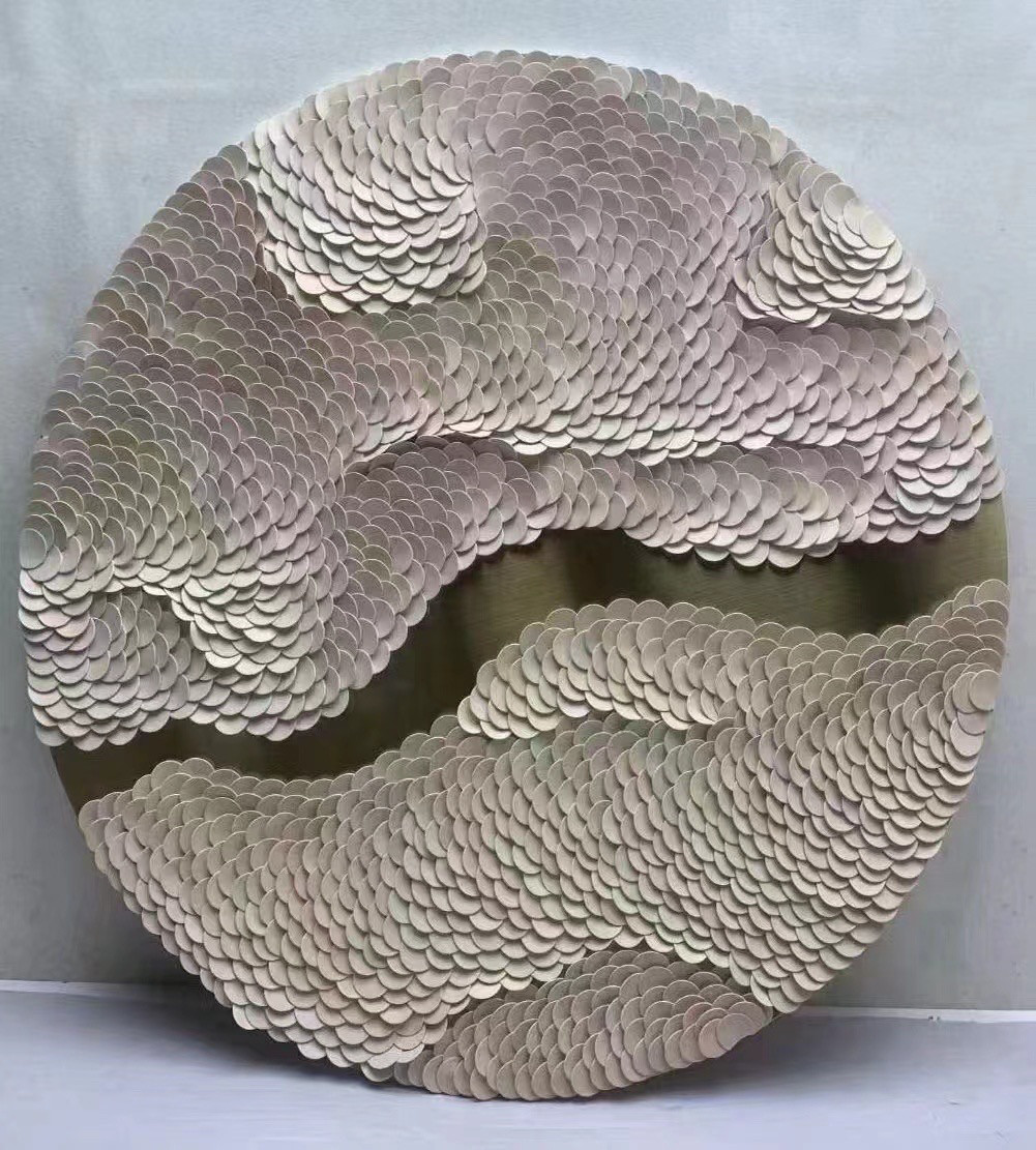 皮革立体手工装饰画入户玄关圆满寓意壁画客厅背景墙画端景台挂画