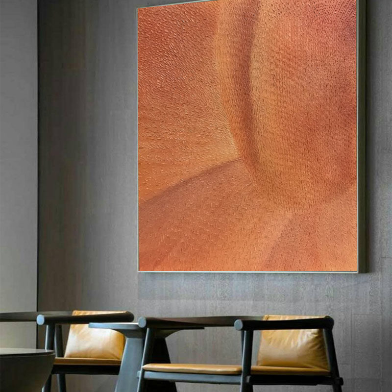 橙色调手绘油画抽象立体雕刻画原创装饰画客厅背景墙玄关挂画定制