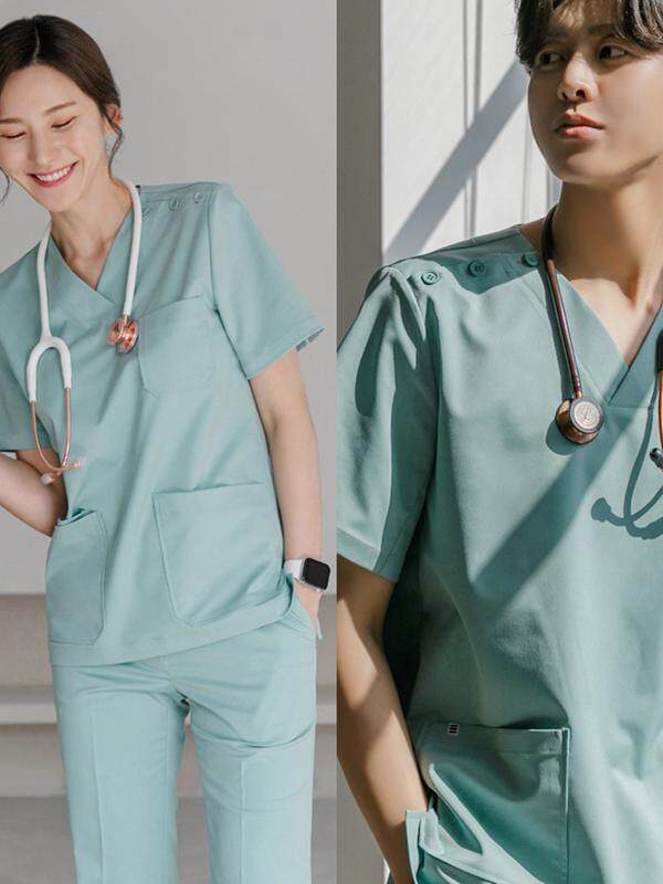 KOREAN VERSION OF 2024 LONG-SLEEVED NURSE UNIFORM SPLIT SUIT FEMALE SHORT-SLEEVED DOCTORS BRUSH HAND SUIT MENS OPERATING ROOM UNIFORM HAND WASHING CLOTHES