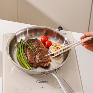 316不锈钢锅纯无涂层炒锅家用电磁炉炒菜锅不粘锅加厚