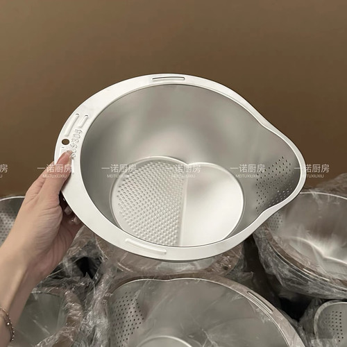 悠品厨房304不锈钢盆沥水篮淘米神器洗米筛家用厨房洗菜专用漏盆