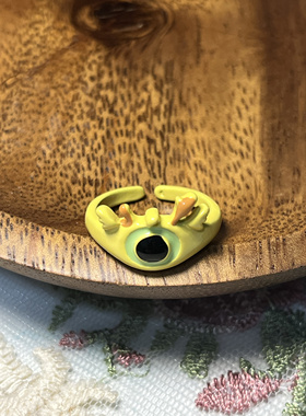 无聊了送TA一个搞怪小怪兽戒指大眼仔甜酷卡通可爱指环礼物饰品