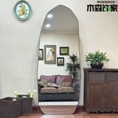 服装 店网红不规则高清超白显瘦全身镜多边棱角落地镜木森饰家