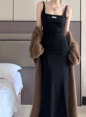 初秋内搭连衣裙性感辣妹针织吊带裙女收腰显瘦外穿内搭鱼尾长裙