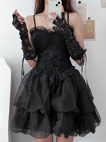 暗黑性感收腰公主蓬蓬裙生日短裙