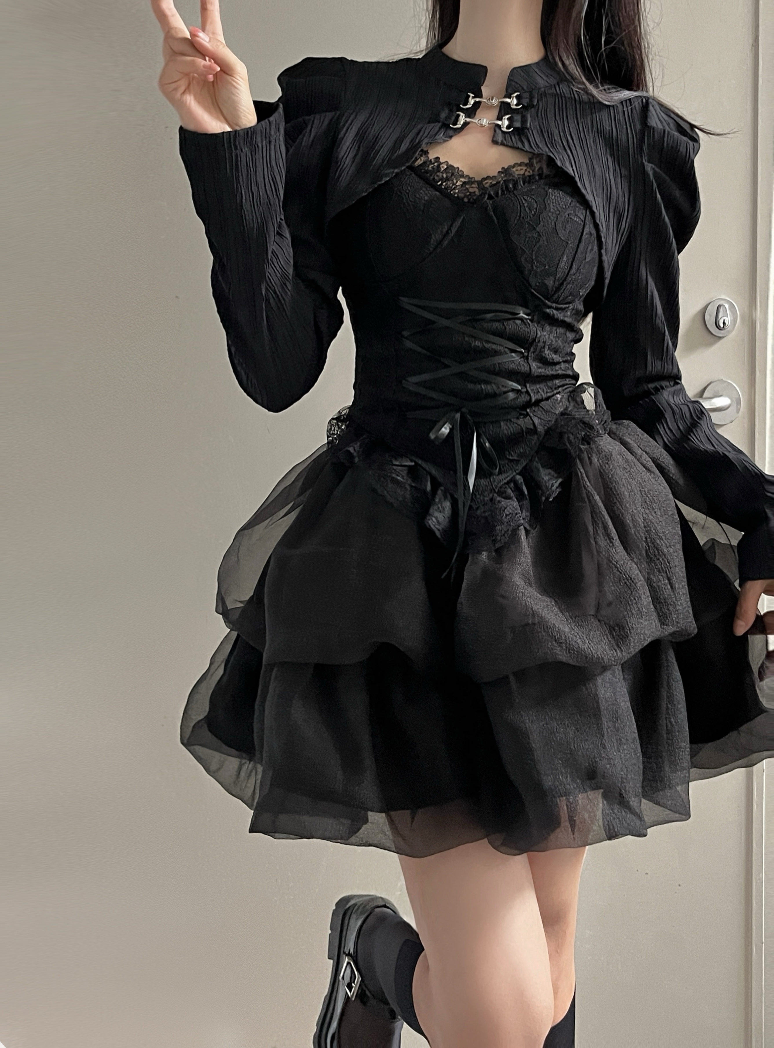 暗黑性感辣妹吊带上衣带胸垫收腰公主蓬蓬裙生日短裙万圣节服装