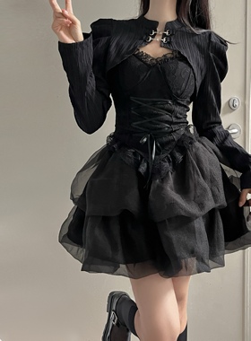 暗黑性感辣妹吊带上衣带胸垫收腰公主蓬蓬裙生日短裙万圣节服装