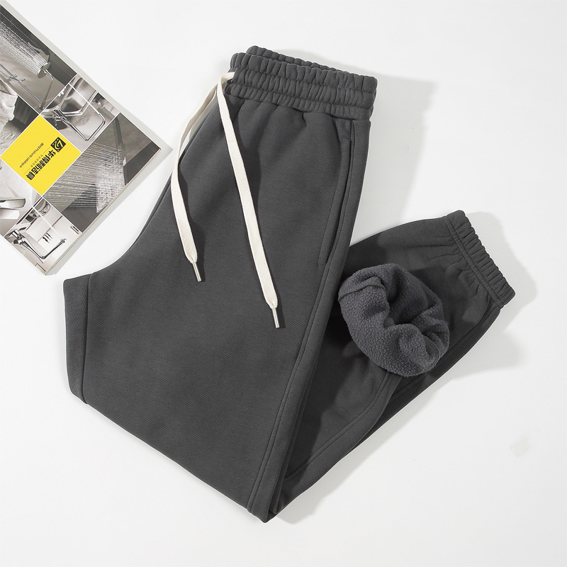 登爵男装摇粒绒400g重磅卫裤2025秋冬新款宽松加绒卫裤男女长裤子