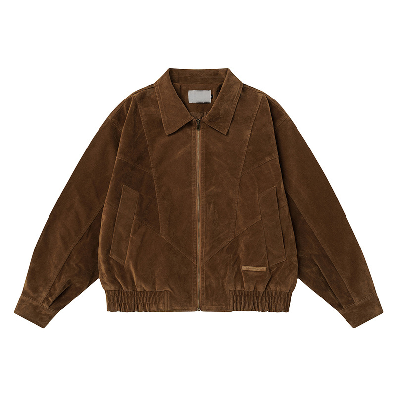 复古仿麂皮绒飞行员拉链夹克男女2025秋季新美式休闲宽松翻领外套
