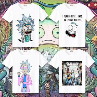 瑞克与莫蒂周边动漫短袖 T恤青春卡通流行圆领印花活力专业衣服夏