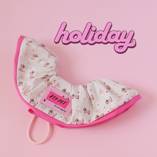 可爱宠物撞色口水巾布偶约克夏防脏脖套猫咪狗狗弹力INS风围脖