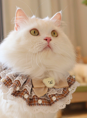 宠物项圈狗狗衣服围脖三角巾口水巾编制手工制作可爱猫咪衣服蕾丝